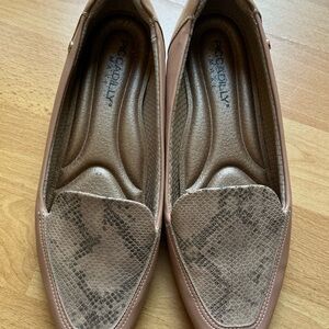 Women's Brown Snake-Print Loafers